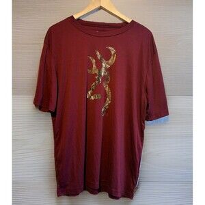 Browning Buck mark Maroon T Shirt Men's Large Camo Tee